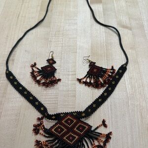 Handcrafted Beaded Necklace and Earring Set